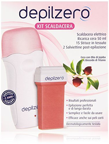 Depilzero - Kit Scaldacera, Cera con Olio di Jojoba e Biossido di Titanio - 1 Confezione