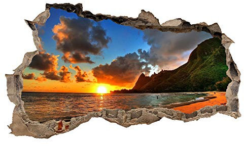 Finest Folia 3D Wandtattoo Mauerloch Wandsticker Wandaufkleber Durchbruch Städte Landschaft Abenteuer selbstklebend H 60 x B 100 Schlafzimmer Wohnzimmer (WL23 Sonnenuntergang)