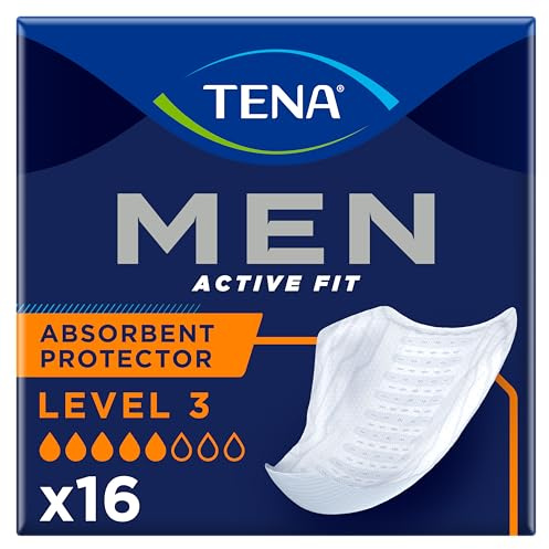 Tena for Men Absorbierende Protektoren — Level 3, Packung mit 16 Einlagen (im Vereinigten Königreich gilt eine Mehrwertsteuerermäßigung) (Verpackung kann variieren)
