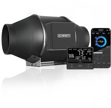 AC Infinity CLOUDLINE PRO T4, Quiet 100mm Inline Duct Fan with Temperature Humidity VPD Controller, WiFi Integrated App Control Ventilation Exhaust Fan for Heating Cooling Grow Tent Hydroponic 4-Inch