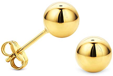 MIORE Kugel Ohrringe Gold -14Karat Gelbgold– Goldene Ohrringe Damen, Ohrstecker Gold, Kugeln 6mm, Hypoallergene Ohrstecker, Damenohrringe aus Echtgold, Schmuck Damen, Goldschmuck -mit edler Schmuckbox