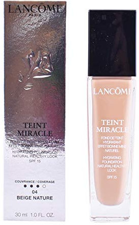 Lancôme Teint Miracle 04 Beige Nature, feuchtigkeitsspendende Foundation in Beige mit mittlerer Deckkraft, langanhaltender Glow, 30ml