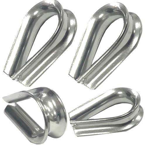 4mm Wire Rope Thimble Made From Marine Grade A4 Stainless Steel Corrosion-Resistant Wire Fasteners for Boats, Yachts, and Marine Applications (Pack of 4)