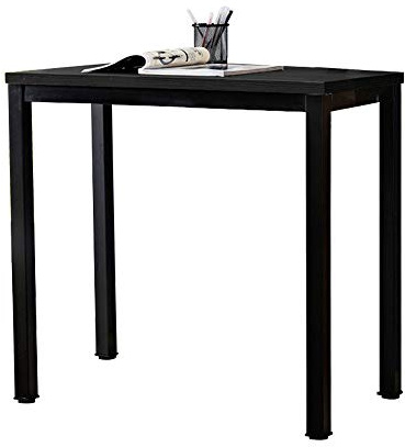 DlandHome Computertisch Klein Schreibtisch Holz, Laptop PC Tisch 80 x 40 cm, Moderner Bürotisch Arbeitstisch aus Holz und Stahl für Büro und Zuhause, Schwarz/Schwarz