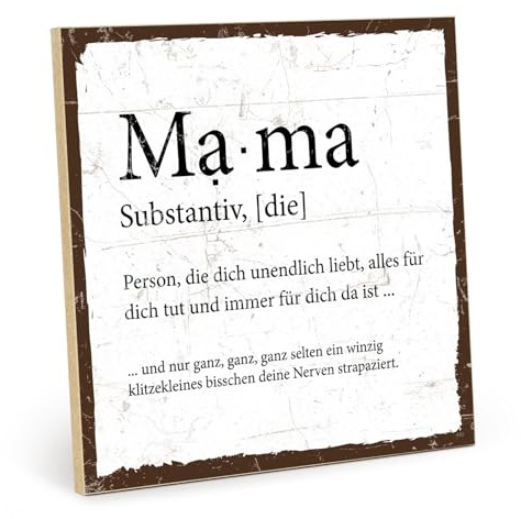 TypeStoff Holzschild mit Spruch – Mama – im Vintage-Look mit Zitat als Geschenk und Dekoration zum Thema Mutter, Mutti und Muttertag - HS-00440