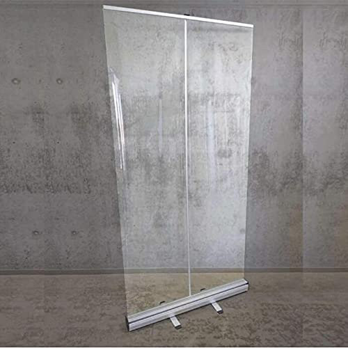 XIAOLIN Roller Pull Up Clear Banner, Sneeze Guard Screen, Social Distancing, Spit Protection, Floor Standing Transparent Partition Roller Blind 80x200CM