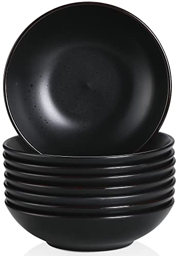 Platos Jondos de Gres, Juego de 8 Platos Hondos Vancasso MODA, Cuencos de Cereales, Cuenco de Fideos, Ensaladera, Platos Hondos para 8 Personas, 600ml