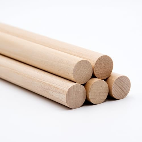 JOWE 3 pcs Wooden Dowels in Beech 25mm, Length 100 cm | Round rods in Beech Wood 25 mm Made in Austria