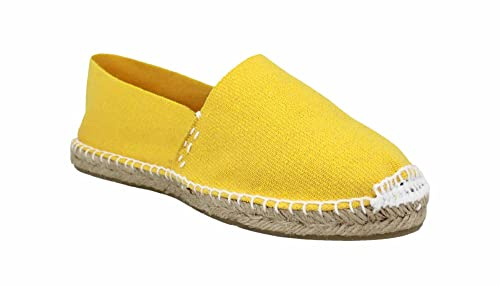 Desconocido Espadrillas classiche in tela con suola in juta, giallo, 38 EU
