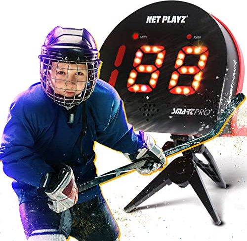 NetPlayz Cadeaux radar de hockey - Aides à l'entraînement - Armes de vitesse, pistolets radar mains libres | Hockey sur glace sur gazon, hockey sur gazon, hockey sur route, roller hockey de rue,