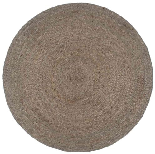 vidaXL Teppich Handgefertigt Jute Wohnzimmerteppich Juteteppich Handwebteppich Bodenmatte Schlafzimmer Wohnzimmer Flur Rund 240cm Grau