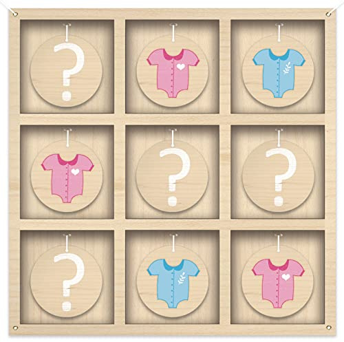 Gender Reveal Tic Tac Toe Board Game,Rustic Wooden Gender Reveal Games for He or She,Baby Gender Reveal Ideas Party Supplies,Boy Girl Sign,Baby Shower Gender Reveal Decoration kit