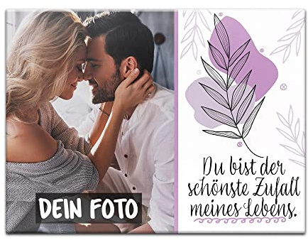 Fotomagnet selbst gestalten mit Bild - Der schönste Zufall - Kühlschrankmagnet Personalisieren mit Foto, personalisierte Geschenke | Querformat, 6 x 8 cm