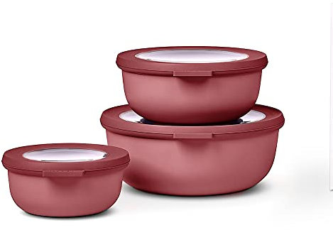 Mepal - Set di 3 Contenitori Cirqula Rotondo - Contenitori per Alimenti con Coperchio - Adatti come Contenitori Ermetici per Frigo, Freezer, Microonde - 350 ml, 750 ml & 1250 ml - Vivid mauve