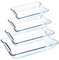 Set of 4 Glass Baking Dish, Lasagne Dish Set, Lasagna Dishes for Oven, Rectangular Glass Baking Dishes (1+1.6+2.5+3.6L)