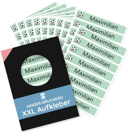 80 Stück personalisierte Namensaufkleber 100x15 mm (10 Bögen) - Spülmaschine geeignet/Wasserfest/Kratzfest für Innen und Außen (Grün, 80 Stück)