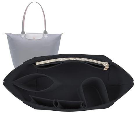 Lckaey Geldbörsen-Organizer-Einsatz für Longchamp Le Pliage große Tragetasche – Filz-Organizer 1028 schwarz-L
