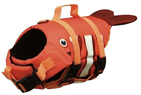 Croci Clownfish - Giubbotto di Salvataggio per Cani, giubbotto Salvagente per Animali Domestici, Salvagente Gilet con Manico per Cani - Pesce Pagliaccio, 40 CM