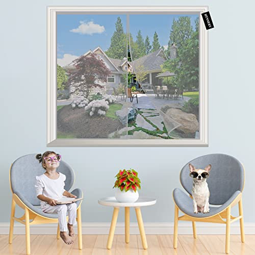 Insektenschutzrollo 100x110cm Grau Insektenschutz Vorhang Fliegenvorhang Magnet BalkonFenster Ohne Bohren HäNde Frei für Wohnzimmer Terrassentür