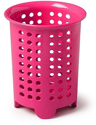 Zeal Melamine Cutlery Drainer Utensil Pot, Kitchen Sink Cutlery Organiser Drying Rack/Storage Sink Cady, Neon Pink