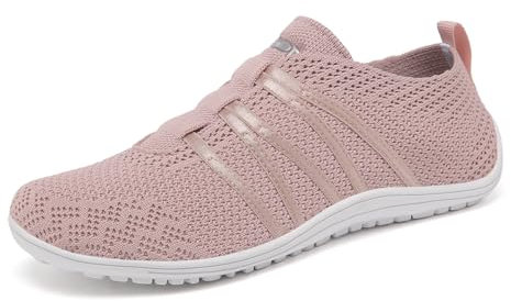 Merdoo Barfußschuhe Damen Herren Bequeme Barfuss Schuhe Damen Slip On Sneakers Weich Sportschuhe Leicht Turnschuhe rutschfest Laufschuhe Atmungsaktiv Barfussschuhe Walkingschuhe Unisex Rosa 39EU