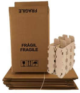Lot de 6 boîtes en carton renforcé pour bouteilles de vin ou de verre – Boîte pour 3 bouteilles – Sécurité totale – Résistant et prêt pour l'expédition