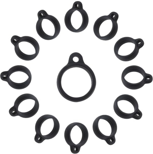 GORGECRAFT 50pcs Anneaux en Caoutchouc de Silicone Bande Anti-Perte Noir Support de Bague Réglable 13mm Étuis Polyvalents Collier Lanière de Remplacement Pendentif Kit de Transport pour Porte-Clés