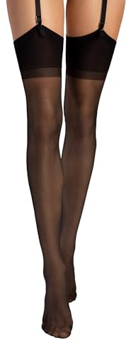 Selente Lovely Legs raffinerade stay-damstrumpor, olika modeller, 20–40 DEN, tillverkade i EU, Strapsstrumpor-svart-15den, S
