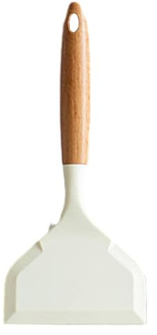 VENCENTE Spatulas for Kitchen Use | Dishwasher-Safe and Kitchen Spatula Turner - Silicone Turner with Wooden Handle Non Scratch for Steak Fried Egg Meat Pie
