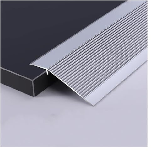 Raouoae Übergangsprofil 10 cm Rampe Übergangsprofil Höhen-Ausgleichsprofil rutschfester Türschwellen-Übergangsstreifen aus Metall für unebene Böden/Vinyldielen/Holz zu Fliesen (Color : Silver, Size