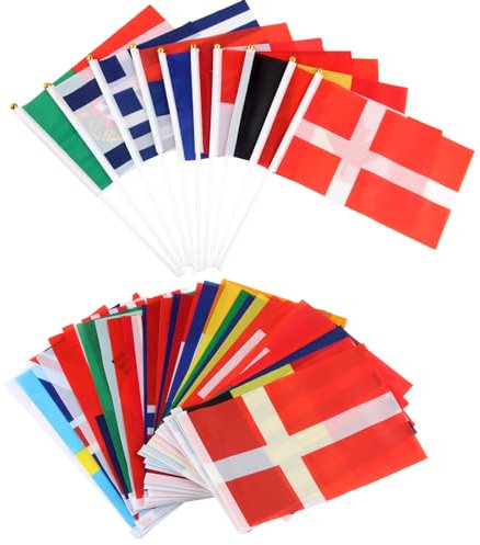 Drapeau, RosyFate 32 Pièces Drapeaux du Monde, Petit Drapeau, avec Poteau, pour Événements Sportifs, Festivals