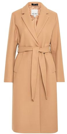 ICHI IHJannet Damen Mantel Jacke Winterjacke mit Bindegürtel Eingrifftaschen Reverskragen Regular fit, Größe:38, Farbe:Tiger's Eye (171038)