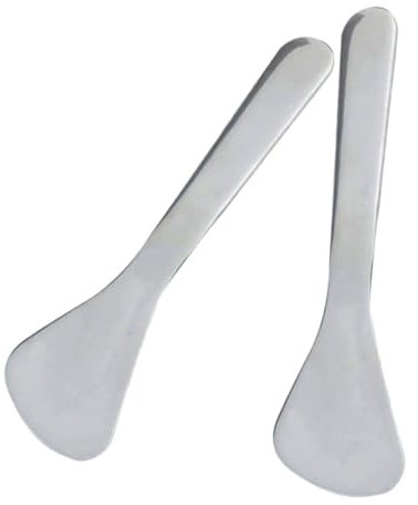 SEWOART 2pezzi Spatoline Per Crema Viso e Occhi in Acciaio Mini Cucchiai Per Massaggio e Applicazione Skincare Portatili Spatola Trucco Compatta e Leggera Per Cosmetici