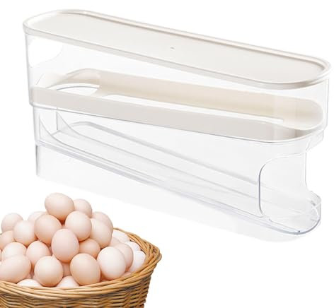 Smileshiney Contenedor De Huevos Para Frigorífico | 30,5x8,5x14cm Soporte Para Huevos | Huevera Para Nevera | Bandeja Transparente Para Dispensador De Huevos, Soporte Para