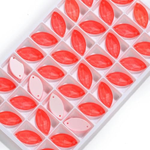 Pferdeauge, 7 x 15 mm, 9 x 18 mm, Neon-Kristall-Strasssteine und Kleidungsdekorationen, Steine, Glasperlen zum Aufnähen auf Kleider – Hyazinthe MN 236-07 x 15 mm, 42 Stück