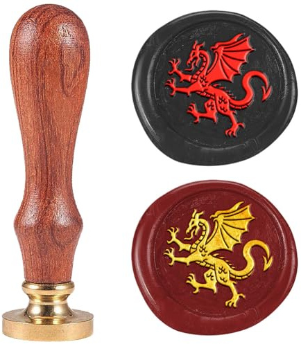 DELORIGIN Siegelstempel Aus Wachs Mit Mittelalterlichem Drachen Geprägter Stempel Siegelung Abnehmbarer 25 Mm Messing Wachssiegel Für Hochzeitseinladungen Umschläge Geschenkverpackungen Dekoration