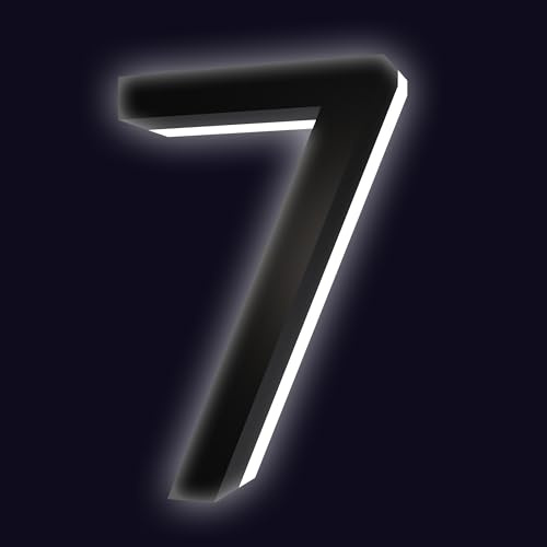 6 Backlit LED House Number for Outdoor Stainless Steel Float Home Address Number (Black-7, 6)