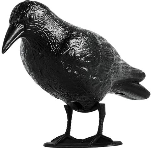 OFFO Taubenschreck Schwarz Rabe, Raben Attrappe Taubenabwehr und Vogelabwehr für Balkon, Krähe Vogelabwehr aus Polyethylen, Physikalisches Vogelschreck Balkon und Garten 1 Stück