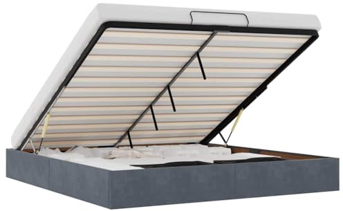 vidaXL Ottoman-Bett ohne Matratze Dunkelgrau 200x200 cm Samt