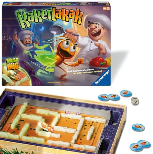 Ravensburger Brettspiel Kakerlakak Glow in the Dark - Spiel ab 5 Jahre | Kinderspiel für 2-4 Spieler, Mit elektronischer Kakerlake, Im Hellen und Dunkeln spielbar, Geschenk für Kinder