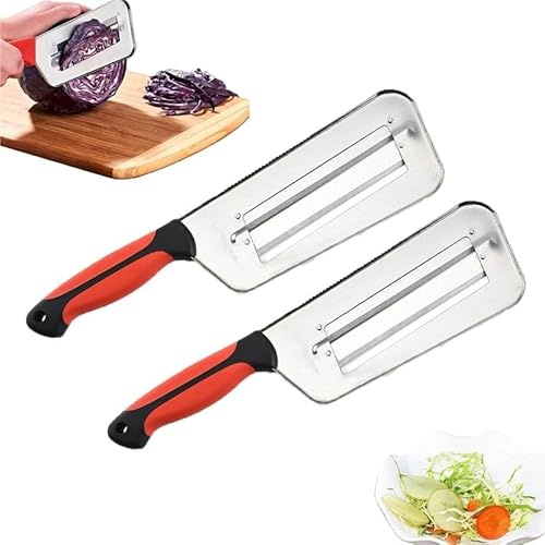 Triturador de repollo, Cortador de verduras multifuncional, cortador de verduras multifuncional de acero inoxidable,cortador de verduras de doble hoja, pelador de frutas y verduras (2 piezas)(2 pieces