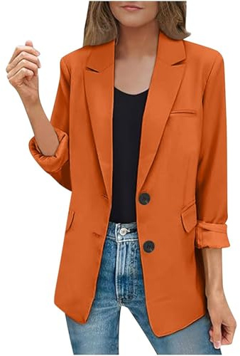 Blazer Damen Elegant, Jackett Casual Sweatblazer Frühling, Open Front Tailliert Einfarbig Blaser Jacke Damenblazer Frühjahr Modische Vintage Blazer Große Größen Sommerjacke Damen Leicht