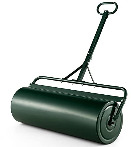 GOPLUS Rasenwalze 63/113L, 90cm Gartenwalze mit Schmutzabweiser, Handwalze befüllbar mit Wasser & Sand, Graswalze Rasenroller Ackerwalze für Garten & Park (Grün-113L)