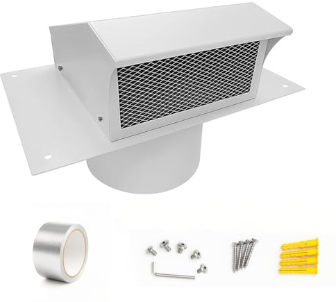 COOLTOY 8 Inch Dryer Vent Cover Outside, Roof Vent Cap, Wall Vent Cover Outdoor Hooded Wall Vent with Backdraft Damper for Dryer Kitchen Bathroom Range Hood HVAC Duct Vent, Galvanized Steel