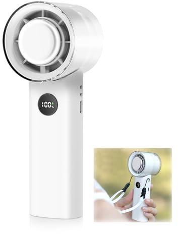 Ventilateur manuel avec refroidissement à eau, portable, rechargeable par USB, petit ventilateur de poche, avec 5 vitesses et écran LCD, pour bureau, voyage, extérieur (A)