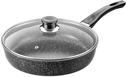 Sartén antiadherente de inducción, utensilios de cocina de metal duradero de 7.48 pulgadas, tapas de estufa de cerámica, sartén multiusos para huevo, filete, pescado, tortilla, cocina, compatible con