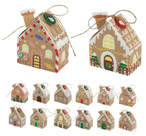 VALICLUD 24 St Julkalender Presentaskar i Husform Färgglada Lättmonterade Festfavoritboxar för Små Gåvor Återanvändbara Utrymmessnåla för Julfester Temaevenemang