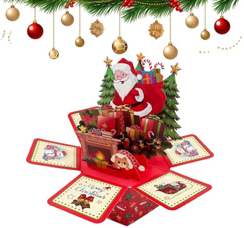 Amesor Weihnachtskarten Festliche Santa Grußkarten | Sechseckiger Weihnachtsschmuck Mit Umschlägen Für Festtafel Dekoration Zuhause Kinder Erwachsene Schreibtisch Feier