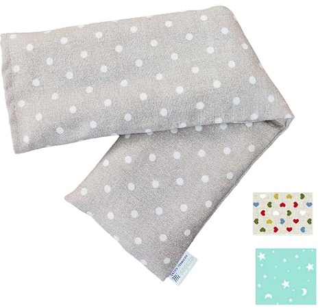 Saco de Semillas para Microondas 45x14 cm con Funda Lavable Extraíble–Saquito Térmico Cervical con Lavanda–Bolsa Térmica de Calor y Frío–Saco Térmico Cervical-Almohadilla Térmica Menstrual (LUNARES)