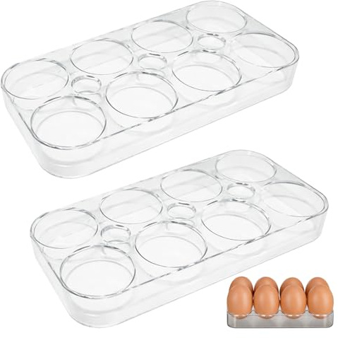 2 Stück Weiße Eierbehälter für Eieraufbewahrung – Praktischer Eierhalter Kühlschrank Organizer, Stabil für bis zu 20 Eier (2x10)